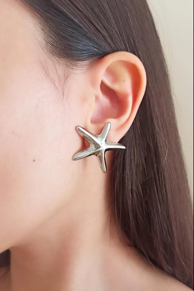 Kadın Özel Tasarım Deniz Yıldızı Model Küpe - Resim 2