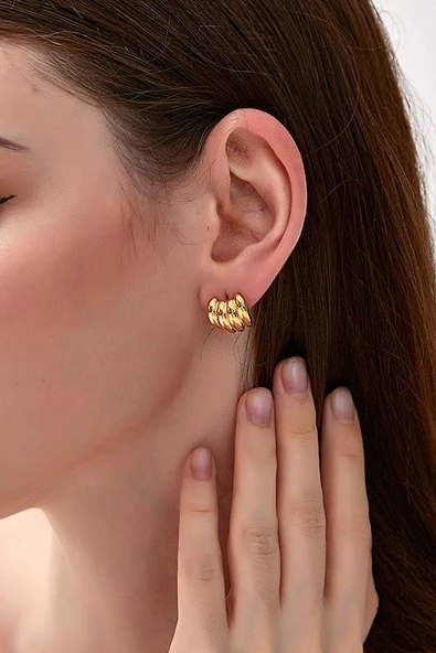 Kadın Özel Tasarım 1.5 cm Küpe - Resim 3