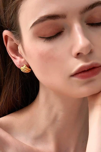 Kadın Özel Tasarım 1.5 cm Küpe - Resim 4