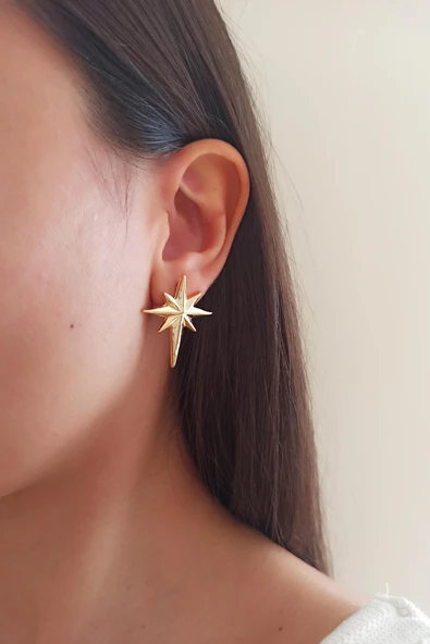 Kadın Özel Tasarım Kuzey Yıldızı Model Küpe zyna001