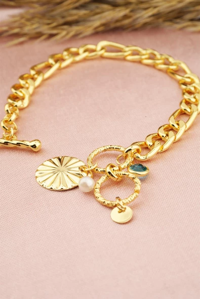 Kadın Özel Tasarım Mavi Taşlı Bileklik - Resim 3