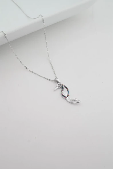 Kadın Papağan Figürlü Zirkon Taşlı Kolye - Resim 3