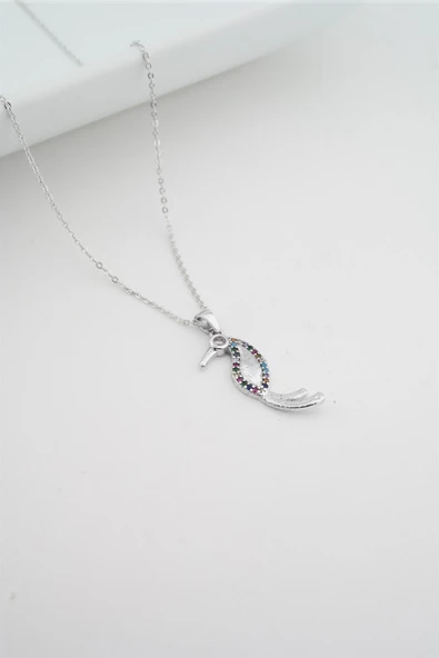 Kadın Papağan Figürlü Zirkon Taşlı Kolye ürün görseli