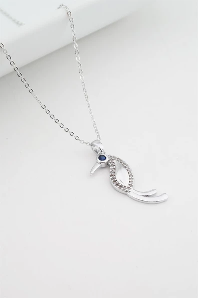 Kadın Papağan Figürlü Zirkon Taşlı Kolye ürün görseli