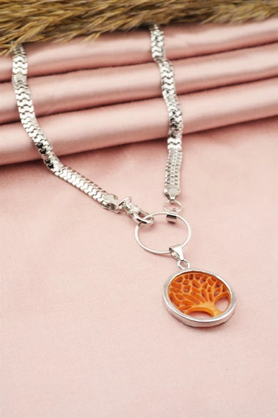 Kadın Özel Tasarım Hayat Ağacı Figürlü Yılan Zincir Kolye ürün görseli