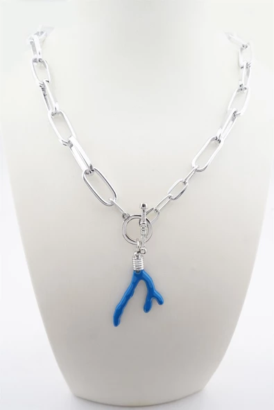 Kadın Özel Tasarım Dal Figürlü Kalın Zincirli Kolye - Resim 2