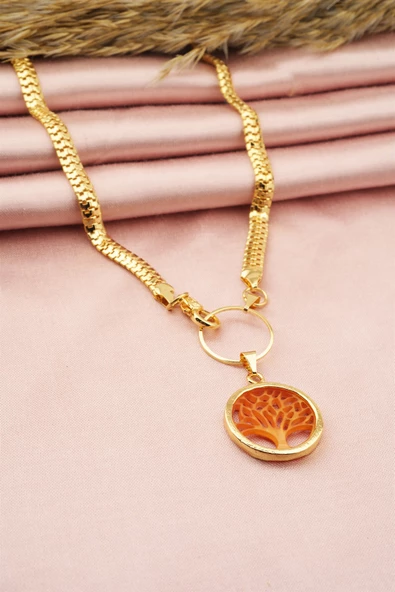 Kadın Özel Tasarım Hayat Ağacı Figürlü Yılan Zincir Kolye ürün görseli