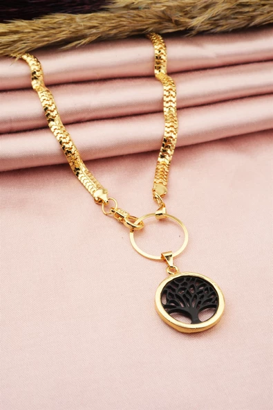 Kadın Özel Tasarım Hayat Ağacı Figürlü Yılan Zincir Kolye ürün görseli