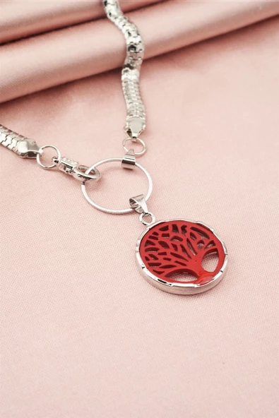 Kadın Özel Tasarım Hayat Ağacı Figürlü Yılan Zincir Kolye ürün görseli