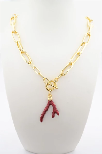 Kadın Özel Tasarım Dal Figürlü Kalın Zincirli Kolye - Resim 2