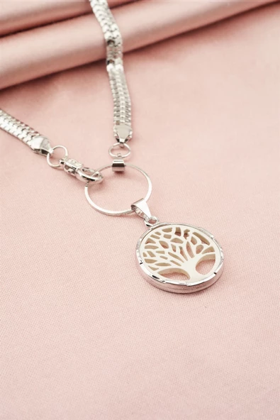 Kadın Özel Tasarım Hayat Ağacı Figürlü Yılan Zincir Kolye - Resim 3