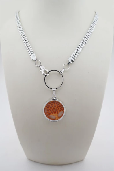 Kadın Özel Tasarım Hayat Ağacı Figürlü Yılan Zincir Kolye - Resim 2