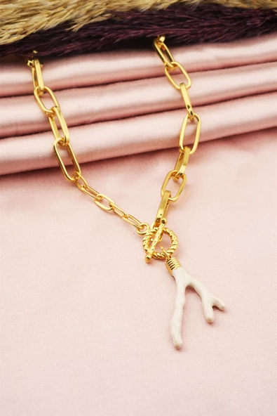 Kadın Özel Tasarım Dal Figürlü Kalın Zincirli Kolye ürün görseli