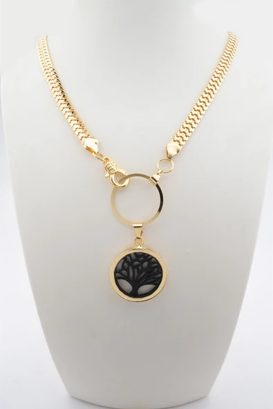 Kadın Özel Tasarım Hayat Ağacı Figürlü Yılan Zincir Kolye - Resim 2