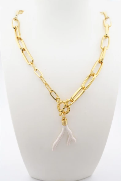 Kadın Özel Tasarım Dal Figürlü Kalın Zincirli Kolye - Resim 2