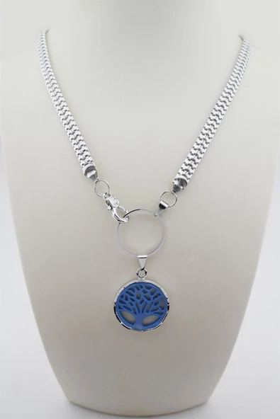 Kadın Özel Tasarım Hayat Ağacı Figürlü Yılan Zincir Kolye - Resim 2