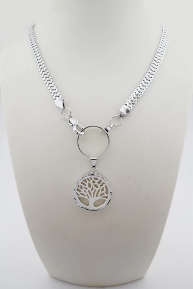 Kadın Özel Tasarım Hayat Ağacı Figürlü Yılan Zincir Kolye - Resim 2