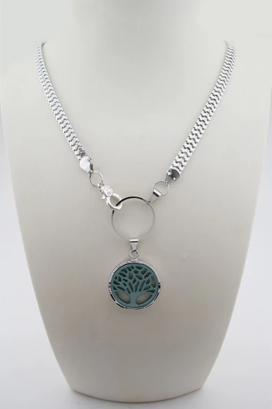 Kadın Özel Tasarım Hayat Ağacı Figürlü Yılan Zincir Kolye - Resim 2