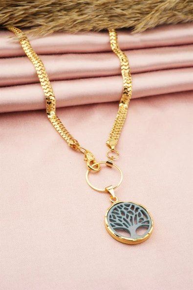 Kadın Özel Tasarım Hayat Ağacı Figürlü Yılan Zincir Kolye ürün görseli