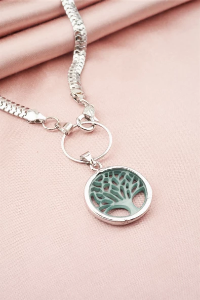 Kadın Özel Tasarım Hayat Ağacı Figürlü Yılan Zincir Kolye ürün görseli