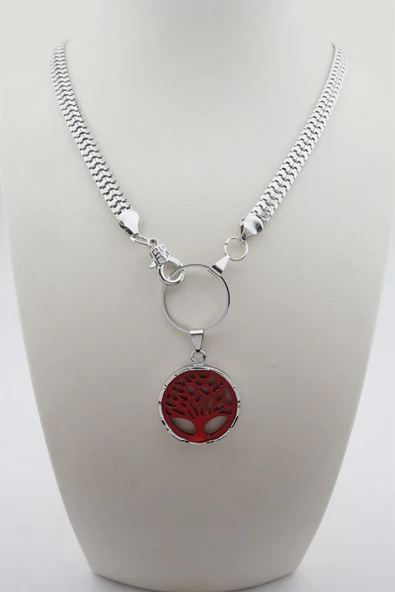 Kadın Özel Tasarım Hayat Ağacı Figürlü Yılan Zincir Kolye - Resim 2