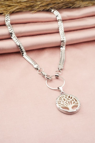 Kadın Özel Tasarım Hayat Ağacı Figürlü Yılan Zincir Kolye ürün görseli