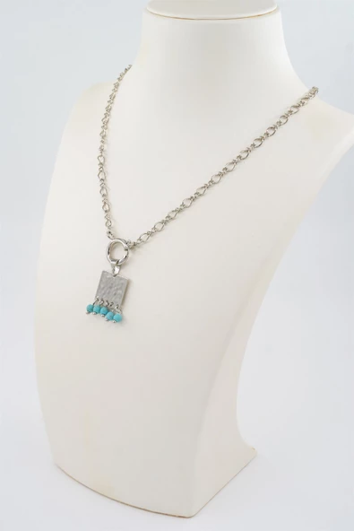 Kadın Özel Tasarım Taş Boncuklu Kolye - Resim 2