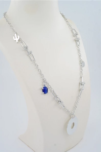 Kadın Özel Tasarım Taşlı Kaplunbağa Figürlü 60 cm Kolye - Resim 3