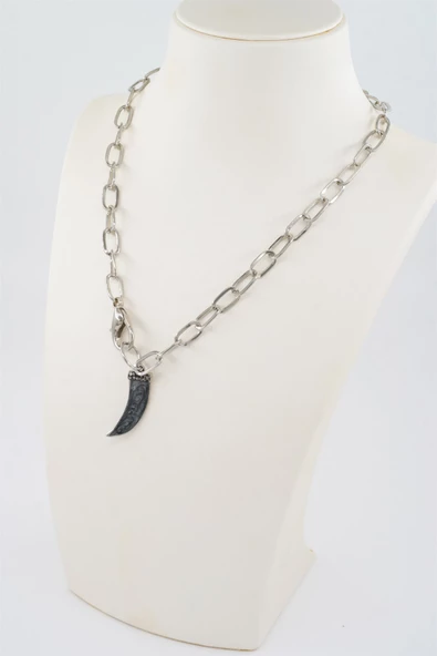 Kadın Özel Tasarım Diş Figürlü Yapıştırma Taşlı Kolye - Resim 3