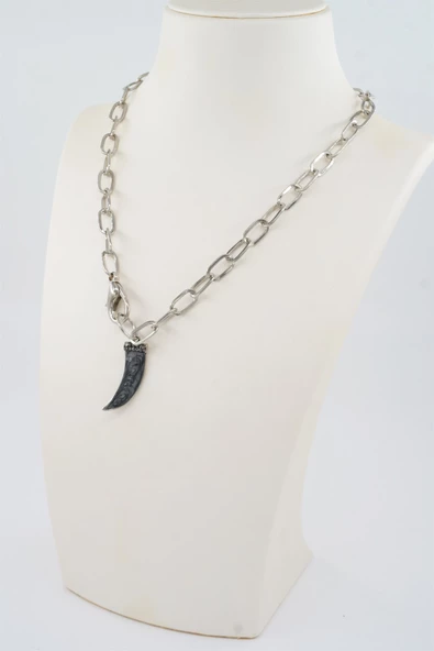 Kadın Özel Tasarım Diş Figürlü Yapıştırma Taşlı Kolye ürün görseli