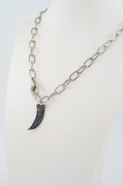 Kadın Özel Tasarım Diş Figürlü Yapıştırma Taşlı Kolye - Resim 2