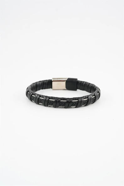 Erkek Hakiki Deri Bileklik  Manyetik Klipsli - 2