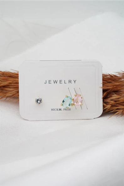 Kadın Altın Kaplama Zirkon Taşlı Earcuf Kıkırdak Küpe - Resim 2