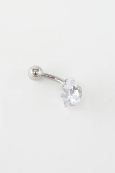Kadın 316L Anti Alerjenik Topcuklu Baget Zirkon Taşlı Göbek Piercing - Resim 3