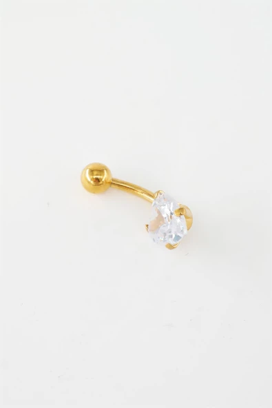 Kadın 316L Anti Alerjenik Baget Zirkon Taşlı Kalp Figürlü Göbek Piercing ürün görseli