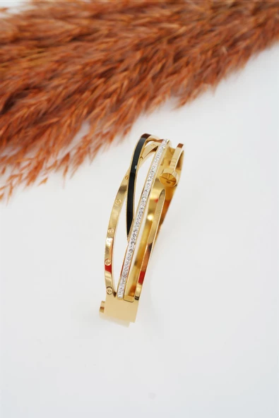 Kadın 316 L Paslanmaz Çelik Anti Alerjenik  Zirkon Taşlı ve Mineli Çivi Model Bileklik ürün görseli