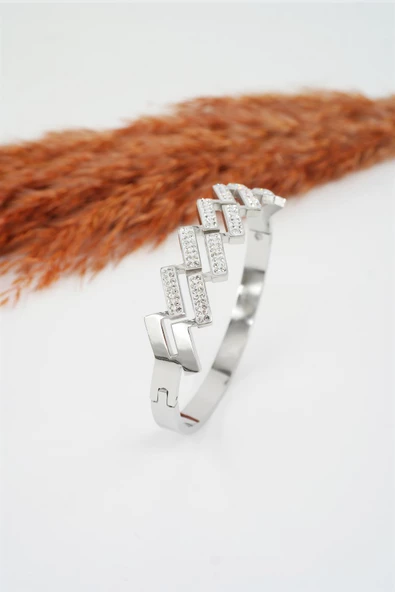 Kadın 316 L Paslanmaz Çelik Anti Alerjenik  Zirkon Taşlı Bileklik ürün görseli