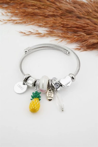 Kadın Ananas Figürlü Charm Bileklik - Resim 2