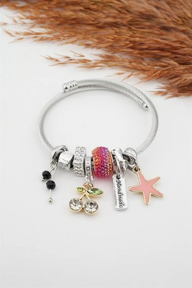 Kadın Kiraz Figürlü Charm Bileklik ürün görseli