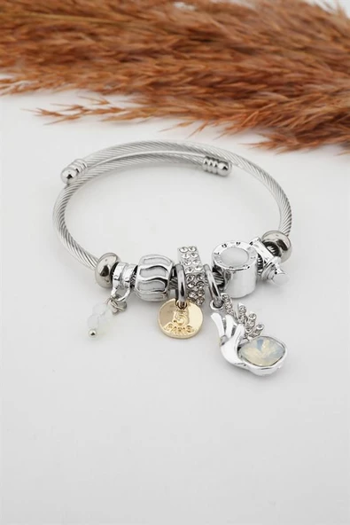 Kadın Kuğu Figürlü  Charm Bileklik - Resim 2