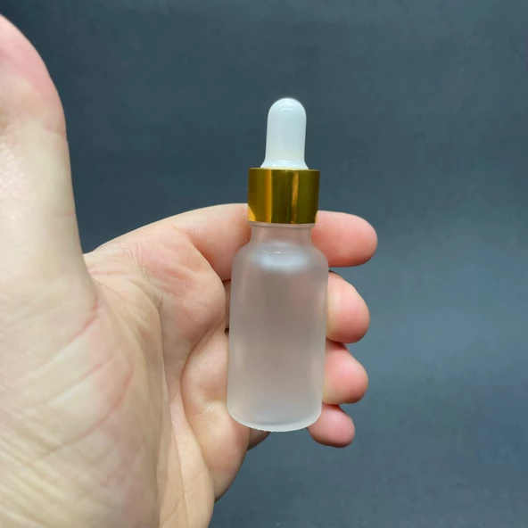 20 Ml Gold Metal Kapaklı Buzlu Cam Damlalıklı Şişe  , 20Cc Damlalıklı Buzlu Cam Şişe x 6 Adet