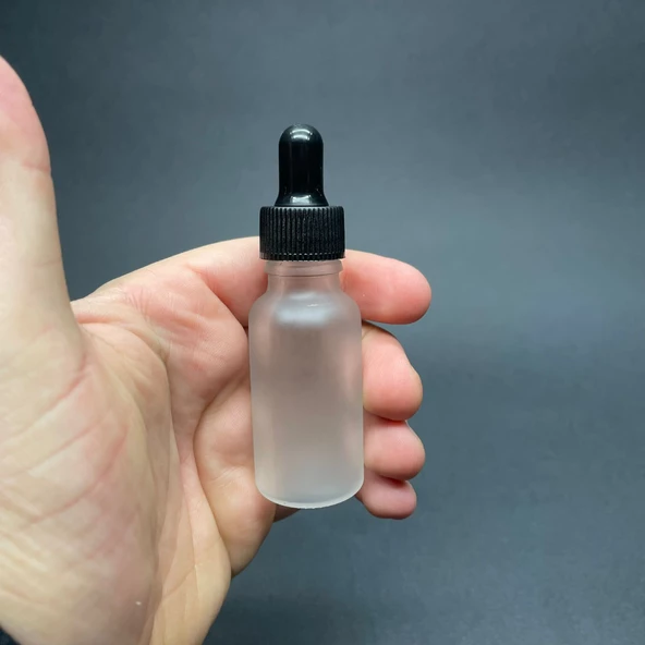 20 Ml Siyah Plastik Kapaklı Buzlu Cam Damlalıklı Şişe  , 20Cc Damlalıklı Buzlu Cam Şişe x 6 Adet - 1