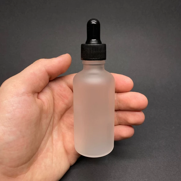 50 Ml Siyah Plastik Kapaklı Buzlu Cam Damlalıklı Şişe  , 50Cc Damlalıklı Buzlu Cam Şişe x 6 Adet