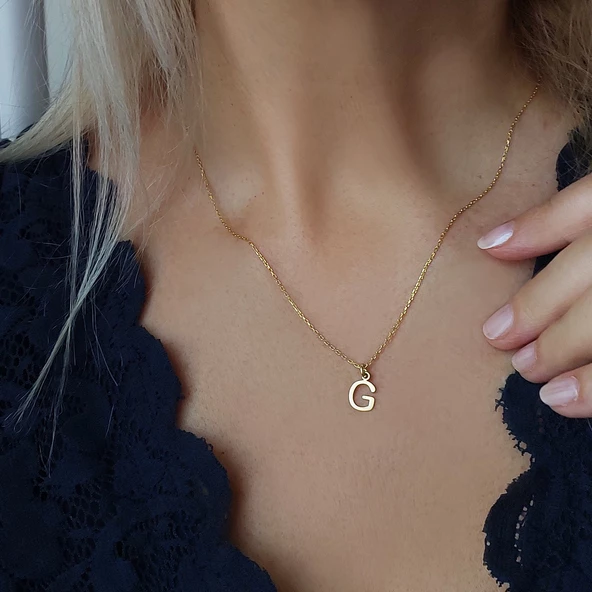 Vaoov 925 Ayar Gümüş Minimal Harf Kolye ürün görseli