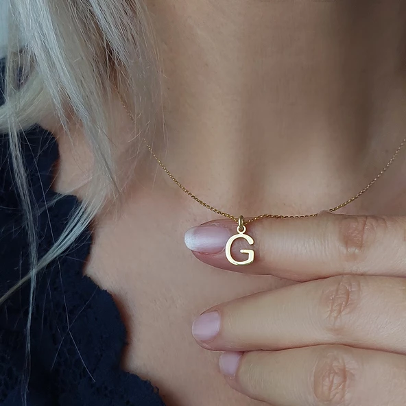 Vaoov 925 Ayar Gümüş Minimal Harf Kolye - Resim 4