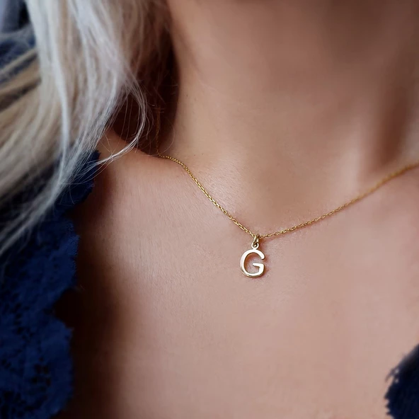 Vaoov 925 Ayar Gümüş Minimal Harf Kolye - Resim 3