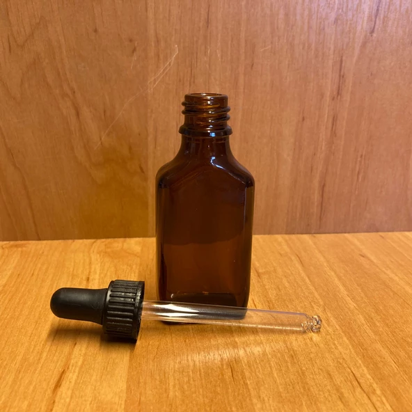 30 Ml Siyah Plastik Kapaklı Yassı Amber Cam Damlalıklı Şişe , 30 Cc Kahverengi Damlalıklı Şişe x 6 Adet - Resim 3