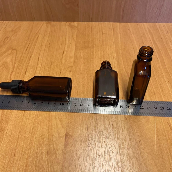 30 Ml Siyah Plastik Kapaklı Yassı Amber Cam Damlalıklı Şişe , 30 Cc Kahverengi Damlalıklı Şişe x 6 Adet - Resim 4