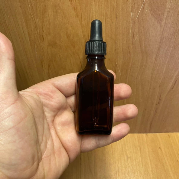 30 Ml Siyah Plastik Kapaklı Yassı Amber Cam Damlalıklı Şişe , 30 Cc Kahverengi Damlalıklı Şişe x 6 Adet