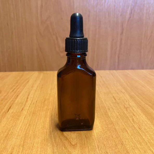30 Ml Siyah Plastik Kapaklı Yassı Amber Cam Damlalıklı Şişe , 30 Cc Kahverengi Damlalıklı Şişe x 6 Adet - Resim 2